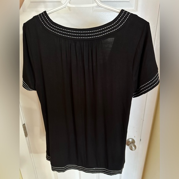 Women’s black peasant blouse with t-shirt sleeves. Medium. - Picture 3 of 4